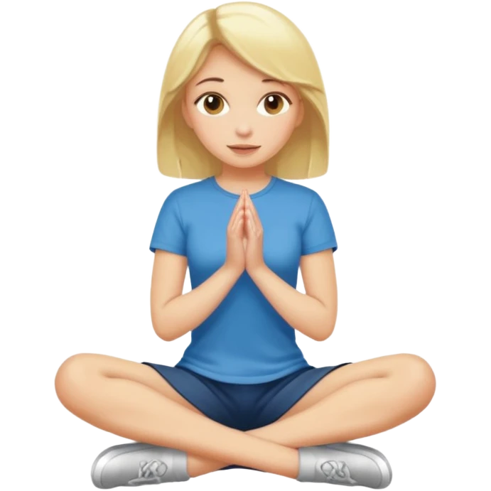 Blonde girl, on knees, hand between legs emoji