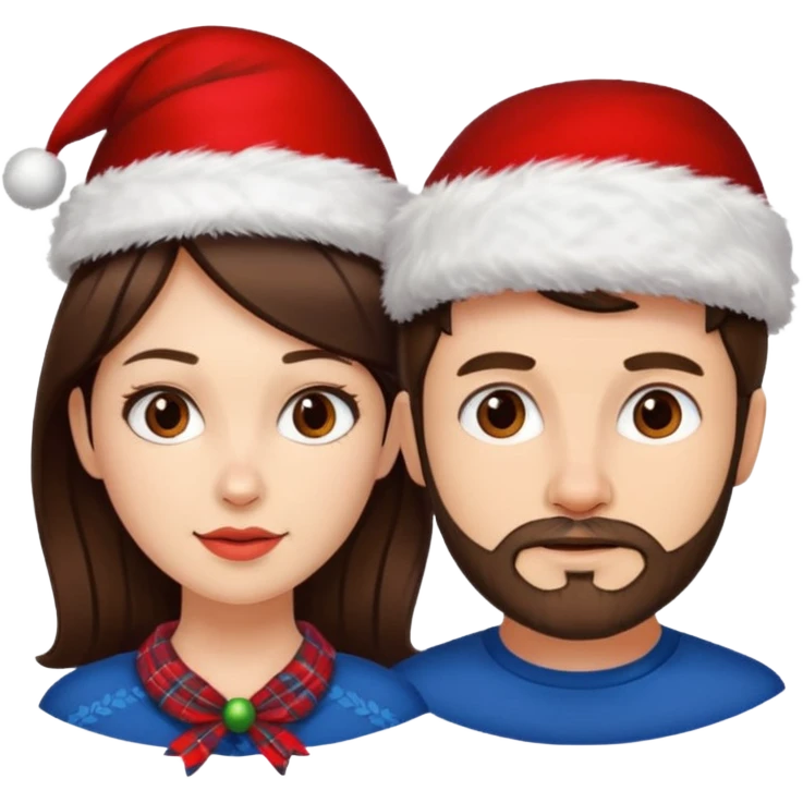SCOTTISH MAN WITH STUBBLE AND BRUNETTE WOMAN WITH XMAS HAT emoji