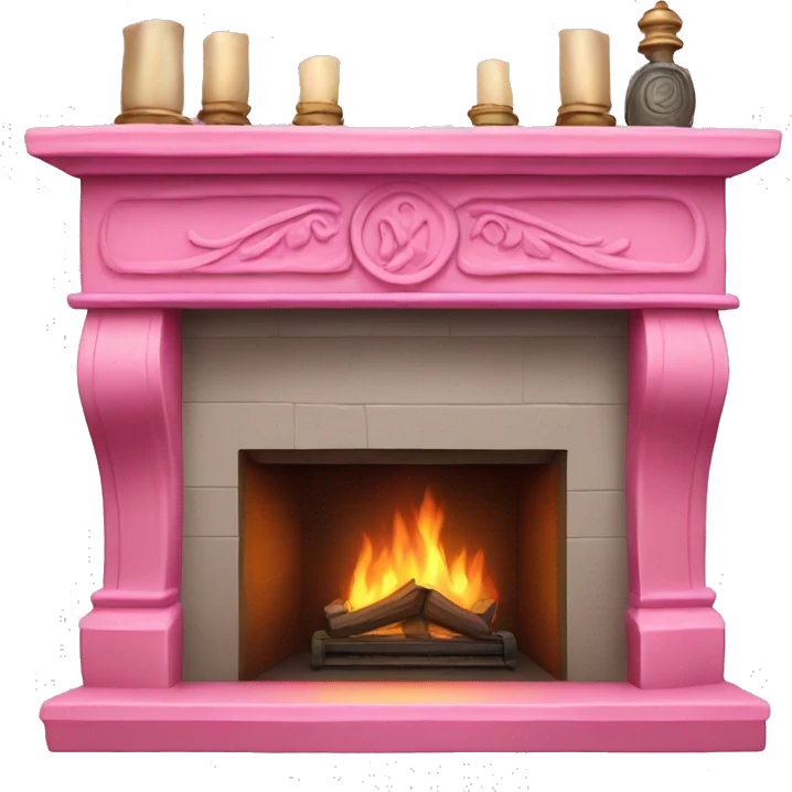 Pink realistic decorated fireplace  emoji