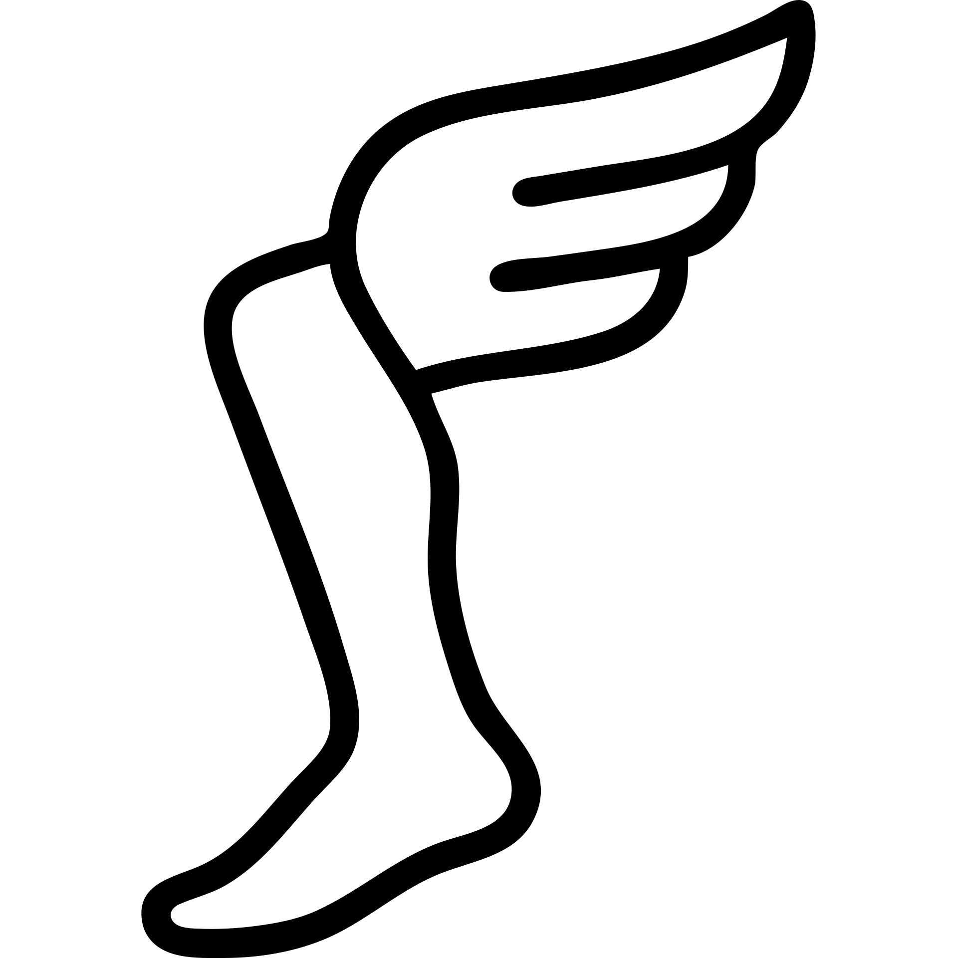a flying leg with wings, outlined and simple emoji