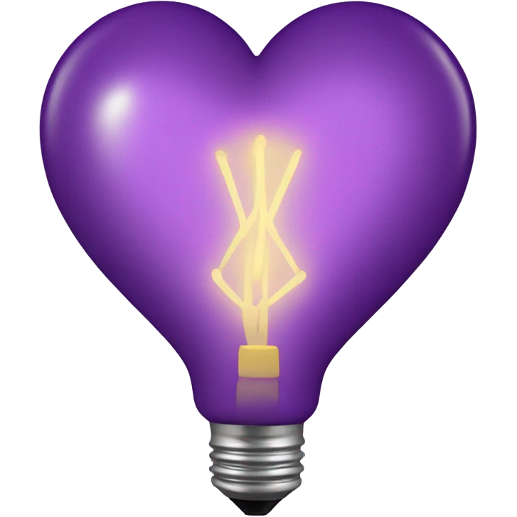 Realistic isolated purple heart shaped christmas light bulb . emoji