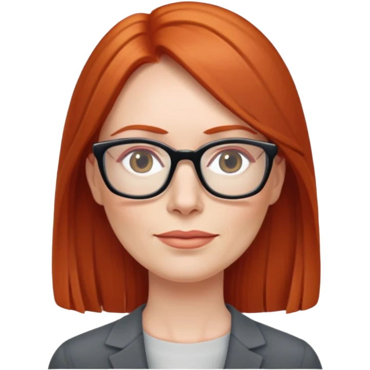 middle age Red head long straight hair pale skin wearing glasses emoji