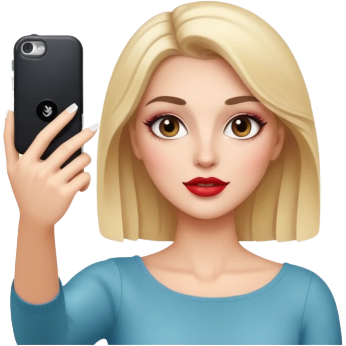 White woman gorgeous make up taking selfie  emoji