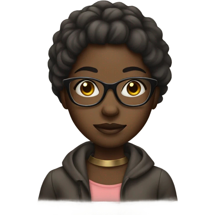 dark-skinned girl with glasses emoji