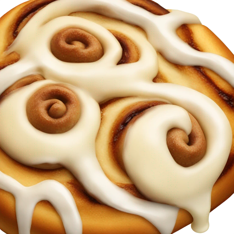 One Cinnamon bun with cream cheese drizzled emoji