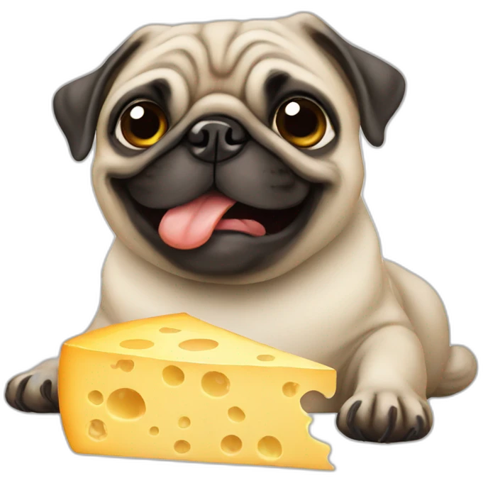 Pug eating cheese emoji