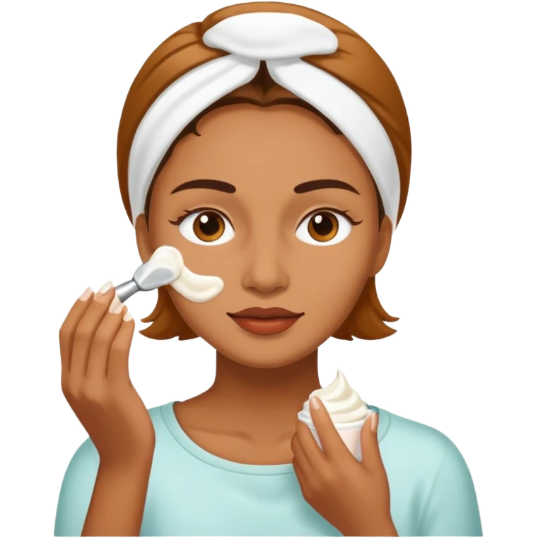 woman putting a white cream on her face emoji