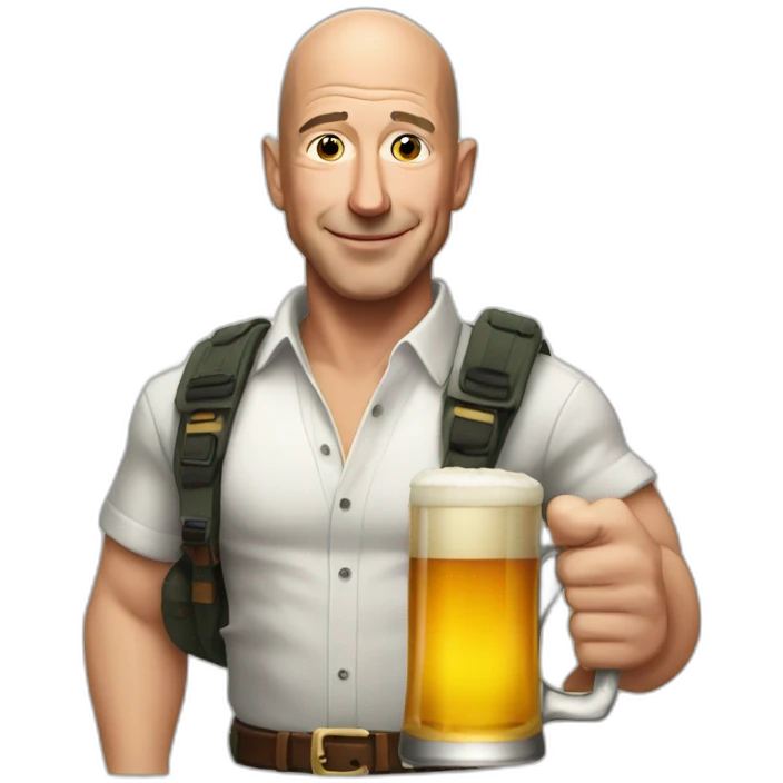 Jeff bezos with a beer emoji