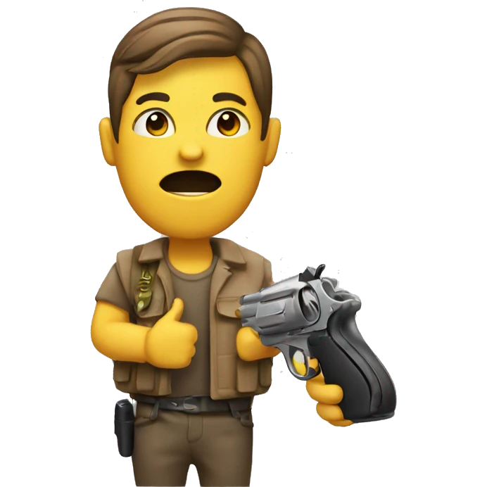 Emoji with toy pistol emoji