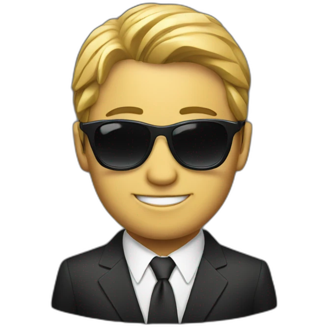 man in suit with shades pointing emoji