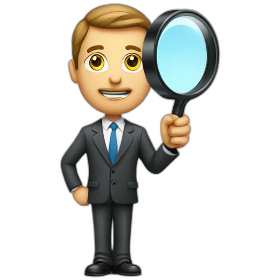 businessman holding magnifying glass emoji