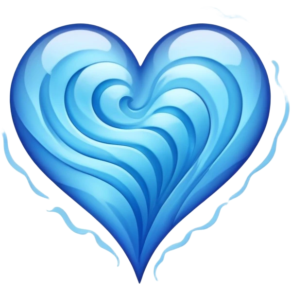 blue heart with waves inside emoji
