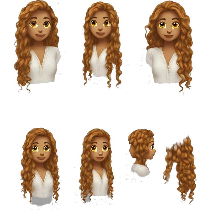 Ado fille métisse cheveux long et boucle emoji