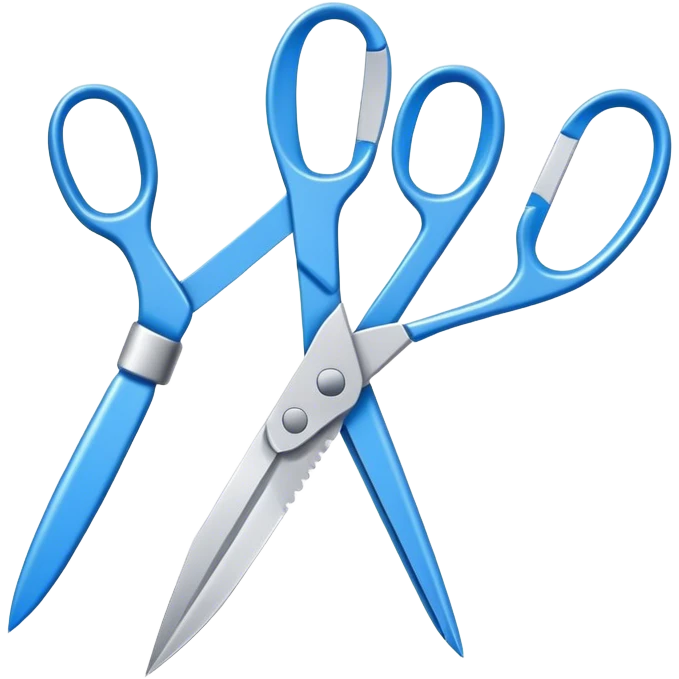 blue paper scissors cutting white paper emoji