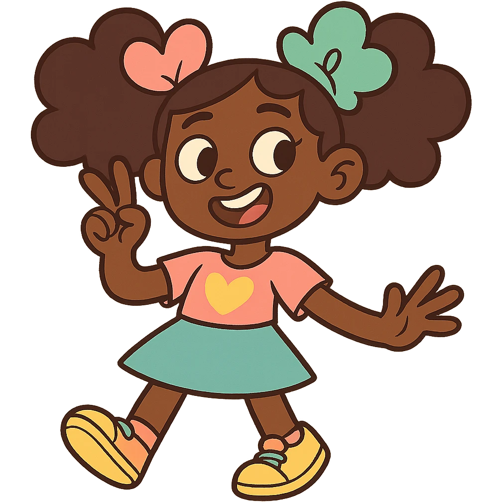 Black girl with soft colors and playful details emoji