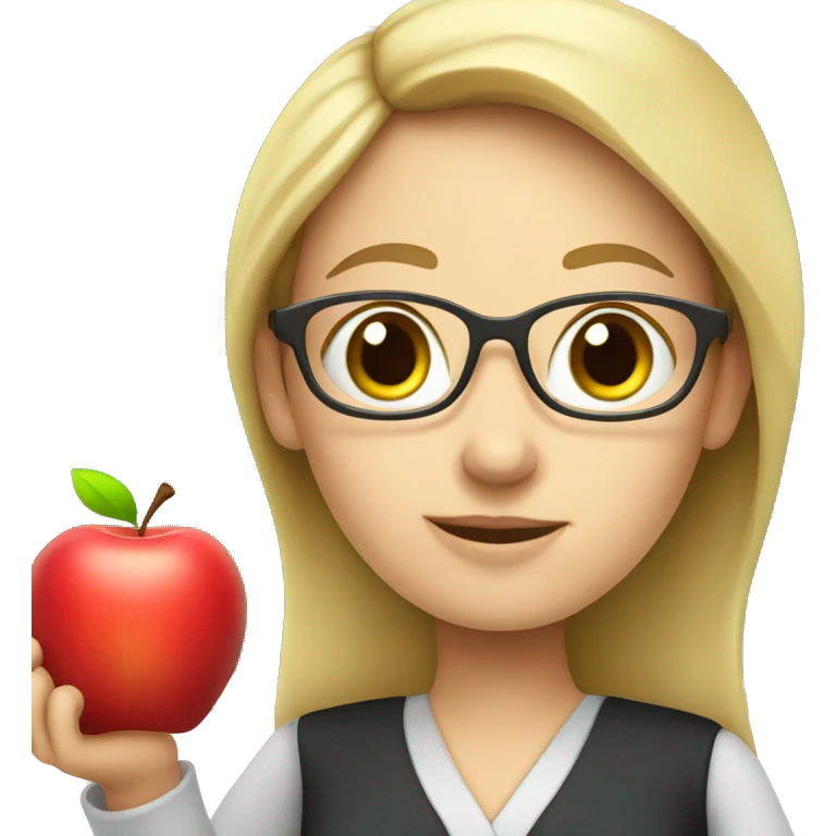 White girl teacher with an apple  emoji