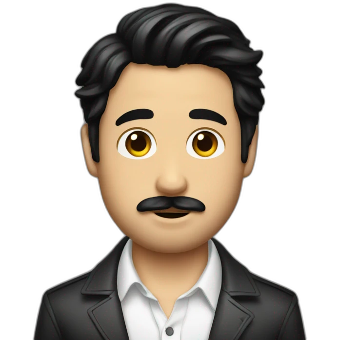 Ryan gosling with black hair and mustache emoji