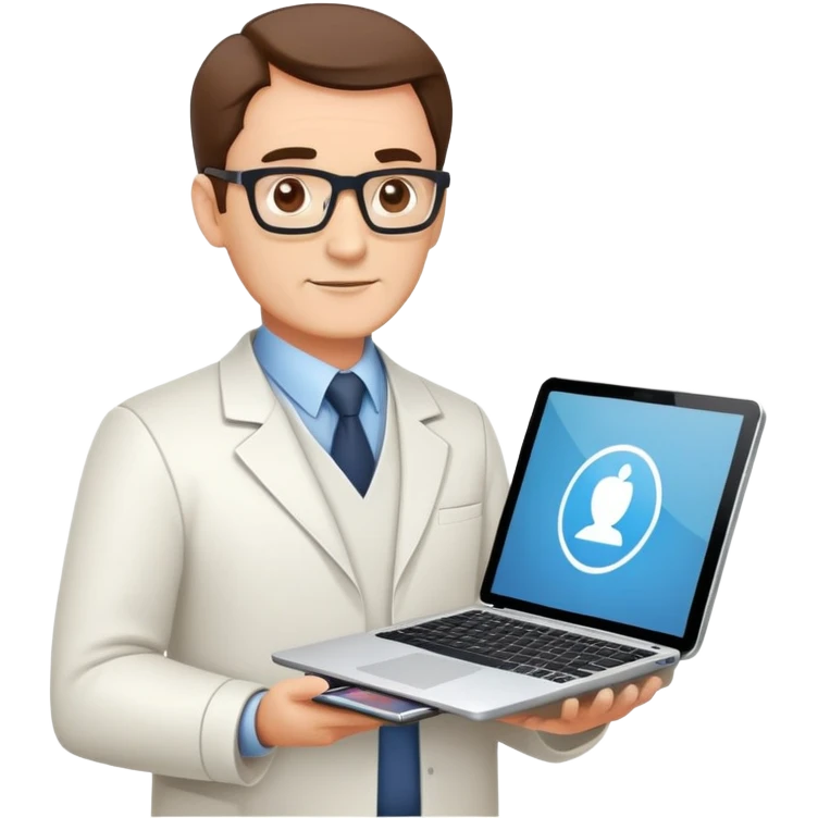 Middle IT Specialist with laptop and tablet, confident pose, moderately experienced face, showing mid-level technical skills emoji