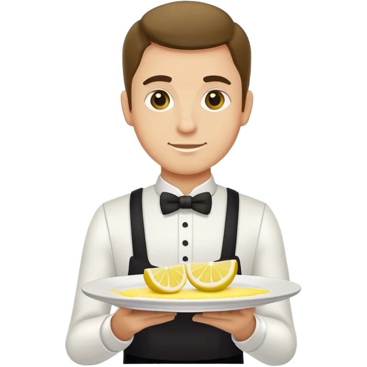Официант держит на тарелке лимон с сахаром emoji