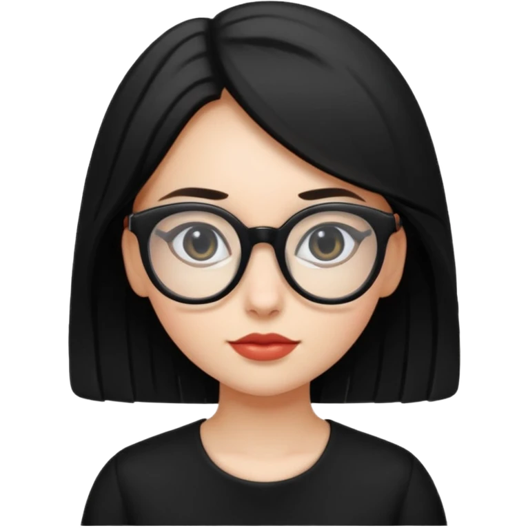 girl with big glasses,black wear emoji