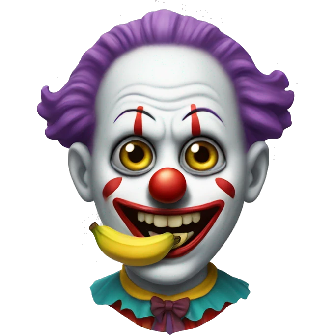 Creepy clown with banana emoji