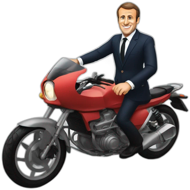 Emmanuel macron qui fait de la moto emoji
