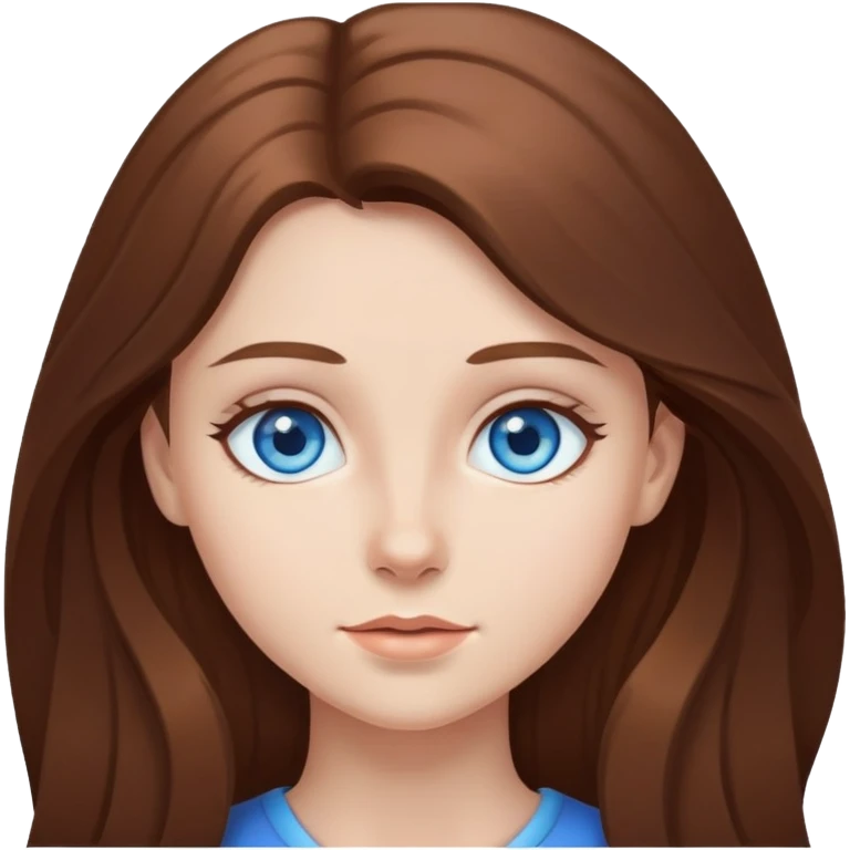 girl with blue eyes and long brown hair  emoji