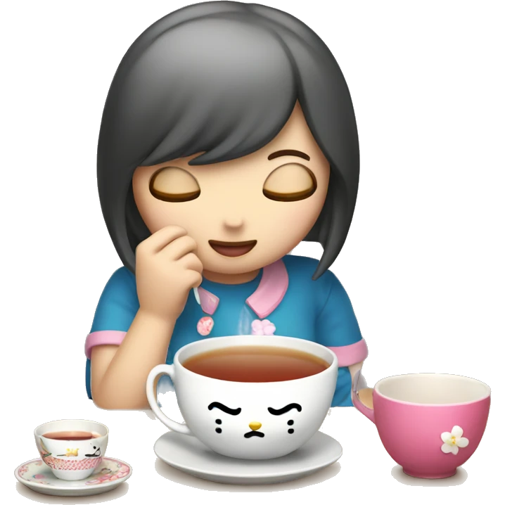 hello kitty drinking tea emoji