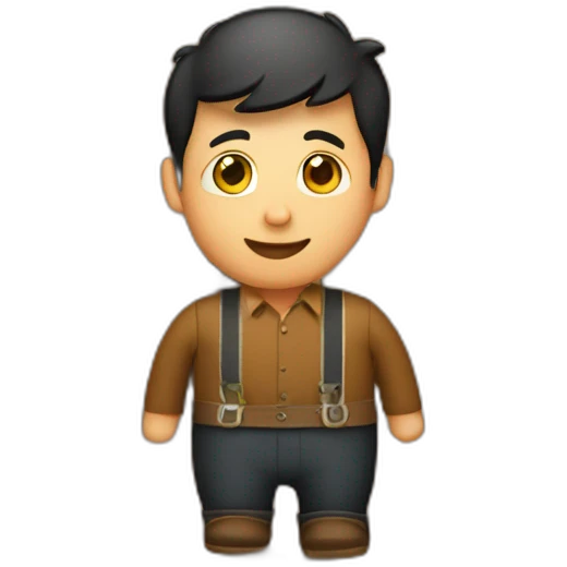 person in a wooden barrel with suspenders emoji