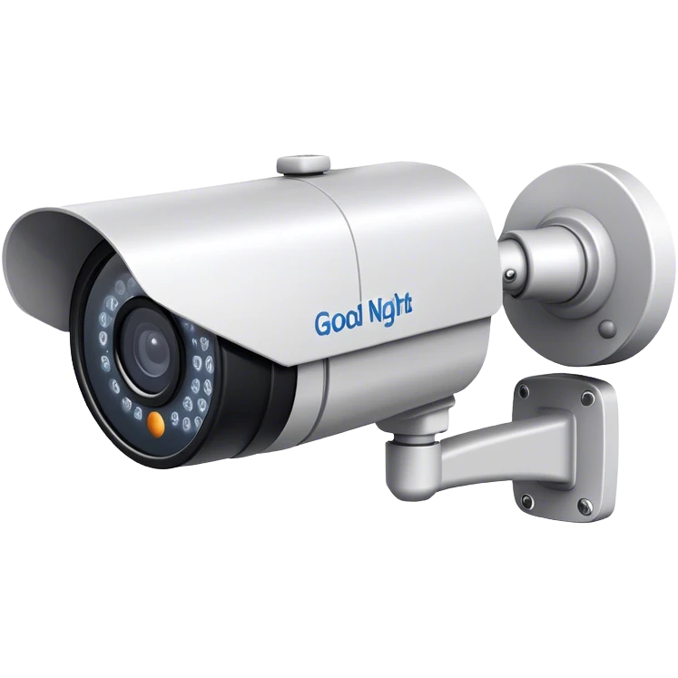 A CCTV camera shut down the supplement light, with letter "good night" showing at the same tie emoji