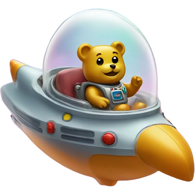 Gummy bear in a space ship emoji