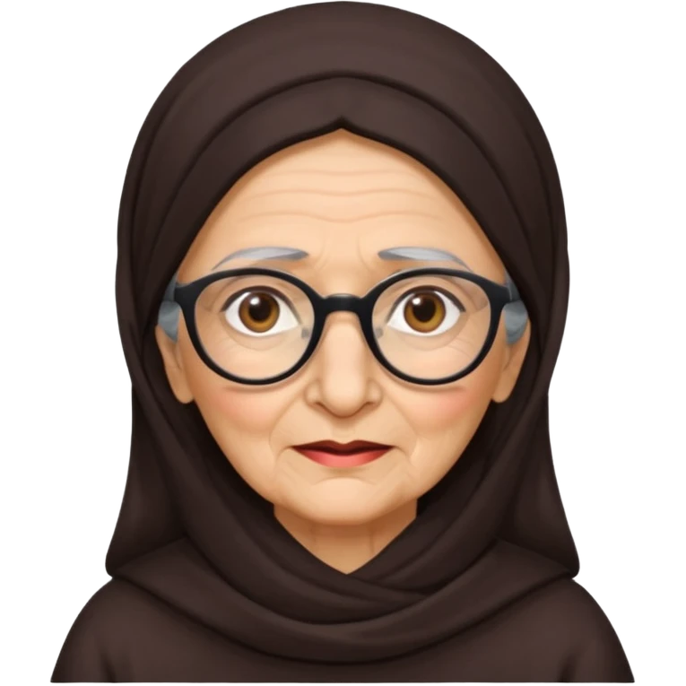 old woman arabic type dark hair glasses emoji