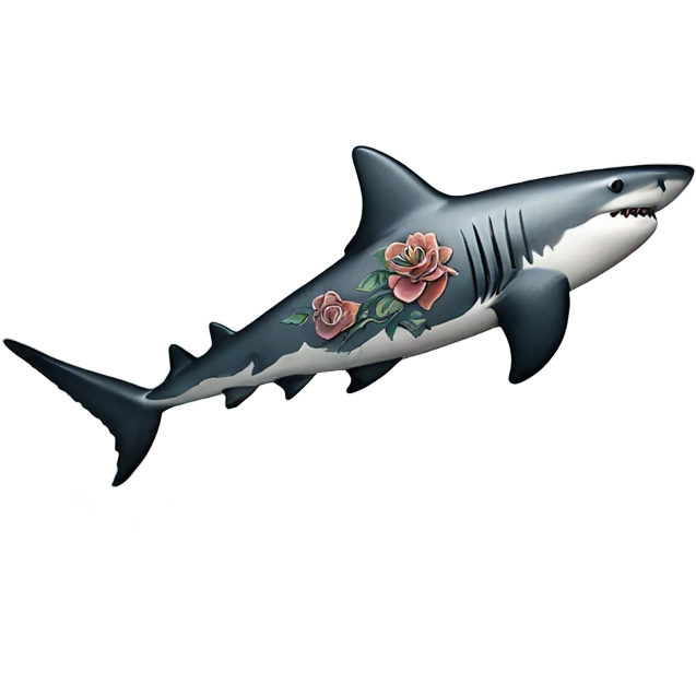 Shark with tattoos of human emoji