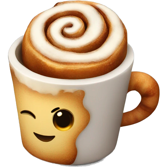 Cinnamon Roll with coffee emoji