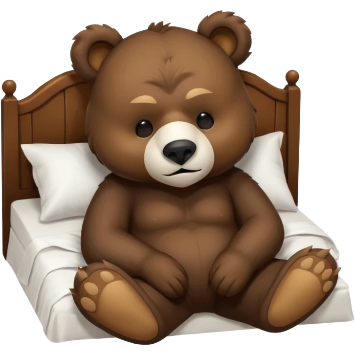 sleepy cute bear with mask sitting on comfiest bed emoji