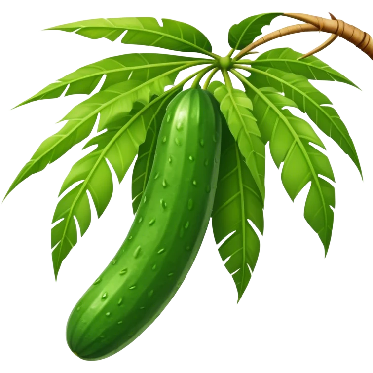 cucumber hangs on a palm tree branch emoji
