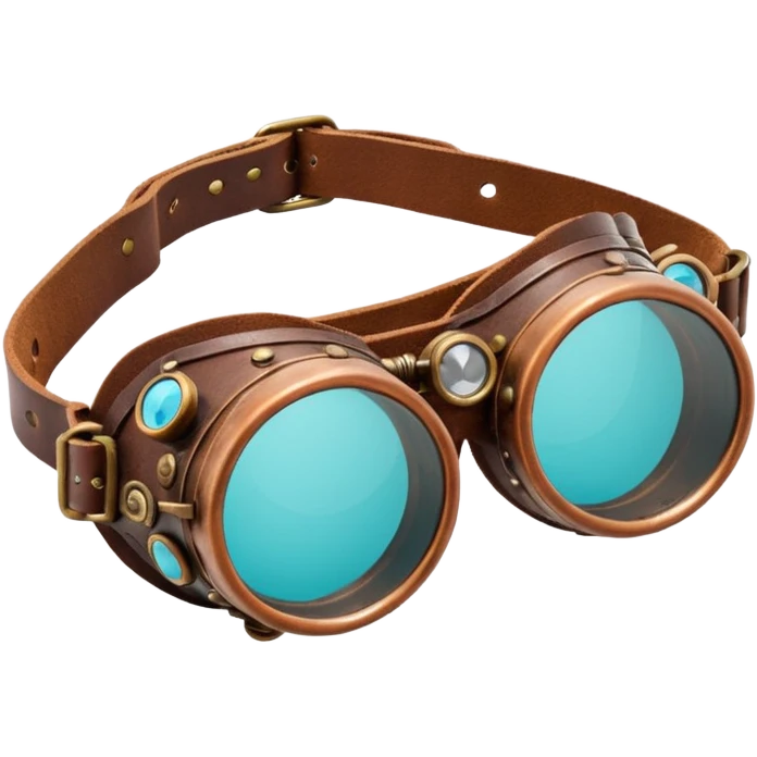  Simple brown round leather steampunk goggles with cyan-tinted lenses emoji