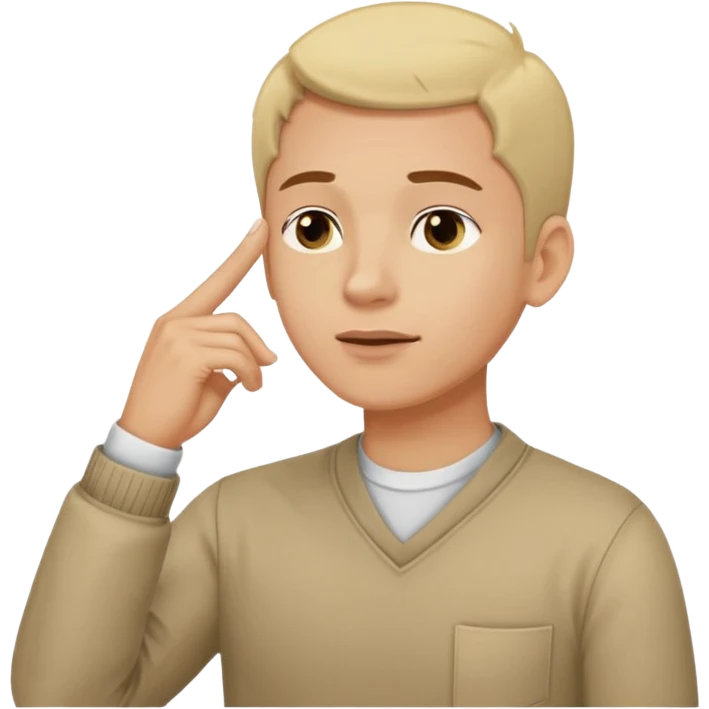 man looking up to the top right, index finger touching his temple, thinking pose
 emoji