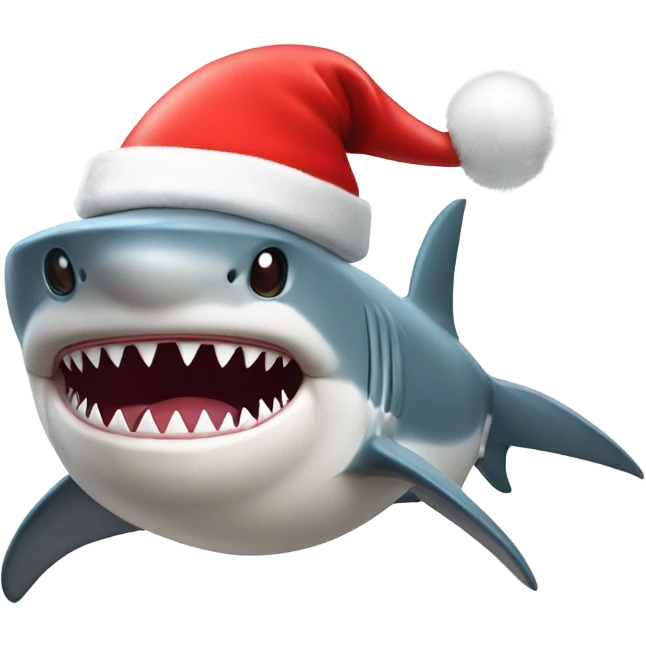 shark wearing a santa hat emoji