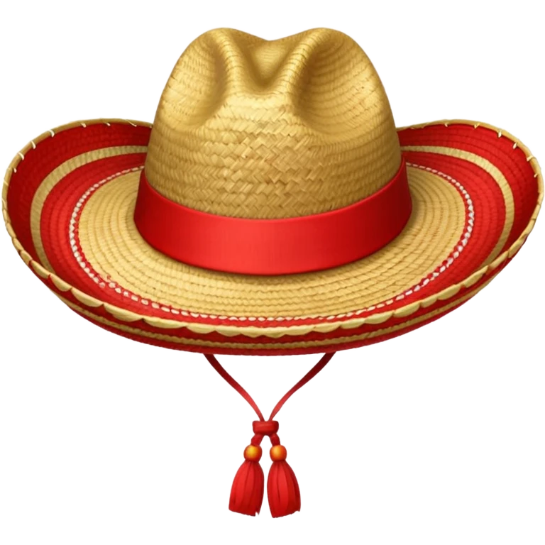 Sombrero de paja con una cinta roja emoji