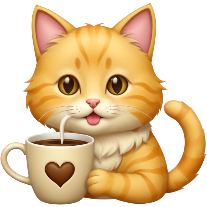 Young Yellow cat licking coffee  emoji