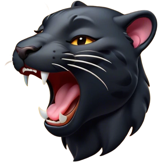 Cinematic Cute Yawning Panther Portrait Emoji, Head tilted slightly with a dramatic, wide-open yawn, showcasing a sleek, shadowy form with drowsy, half-closed eyes and a relaxed, open expression, Simplified yet irresistibly adorable features, highly detailed, glowing with a soft, cozy dark glow, high shine, relaxed yet expressive, stylized with a dash of whimsical elegance, soft glowing outline, capturing the essence of a drowsy yet affectionate jungle guardian that appears ready to stretch out for a nap! emoji
