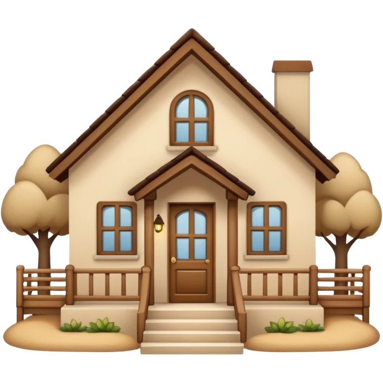 Cute beige house with light emoji