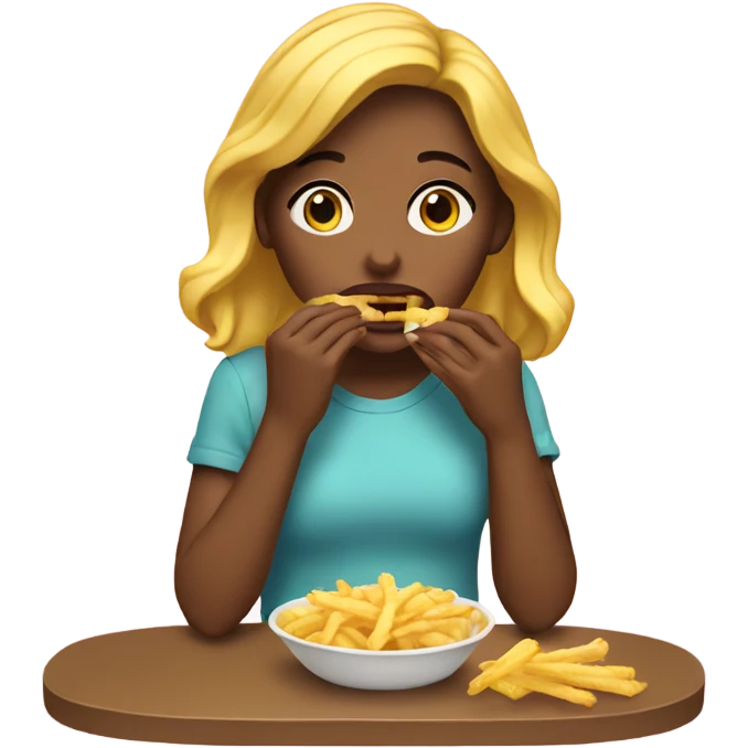 A girl eating fríes emoji