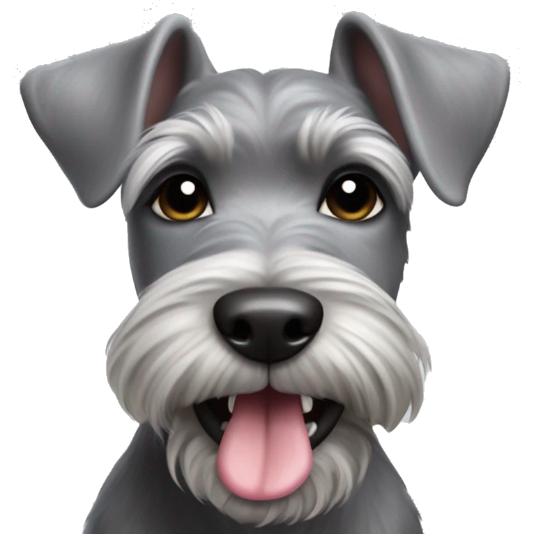Grey Mini schnauzer tongue out happy emoji