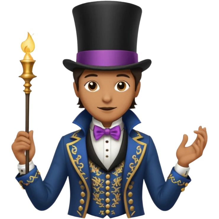 Magician with top hat,Street Performers. emoji