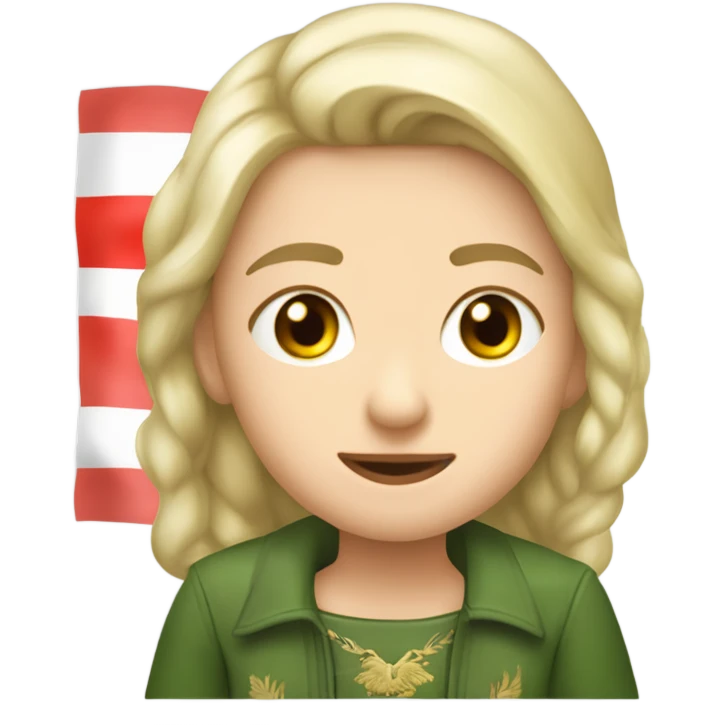 девушка Российская с очень длинными прямыми зеленими волосами emoji