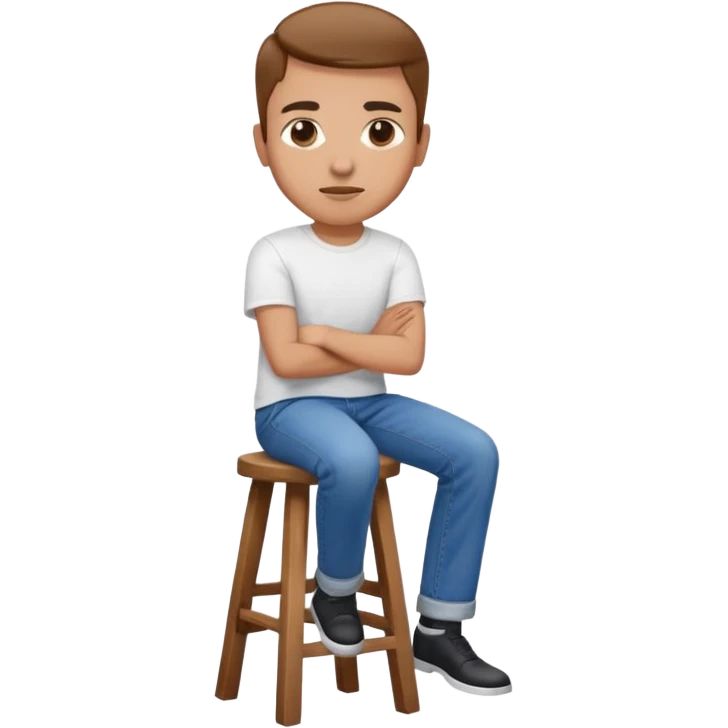 a person sitting on a stool with straight back turn straight body. emoji