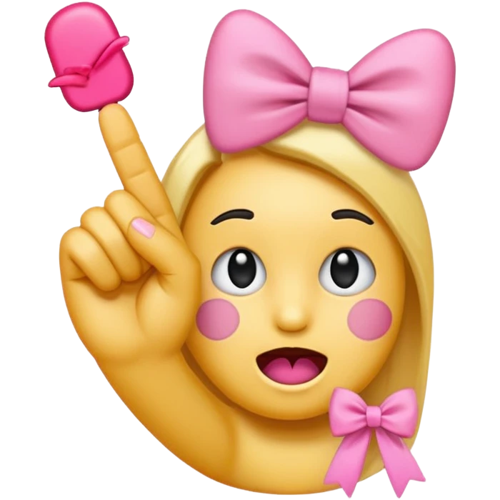 Middle finger emoji with pink bow on it emoji