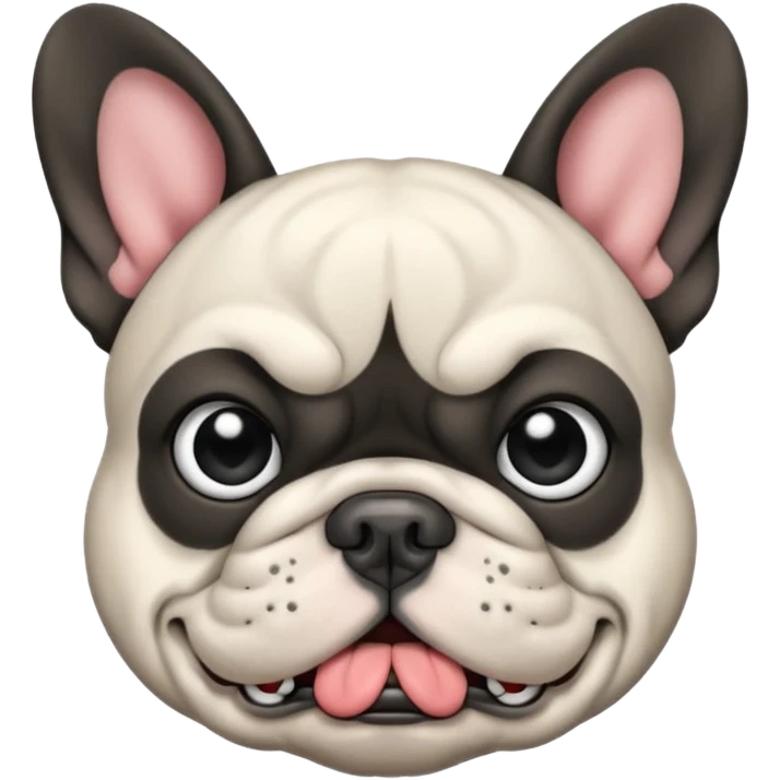 angry black and white French bulldog emoji emoji